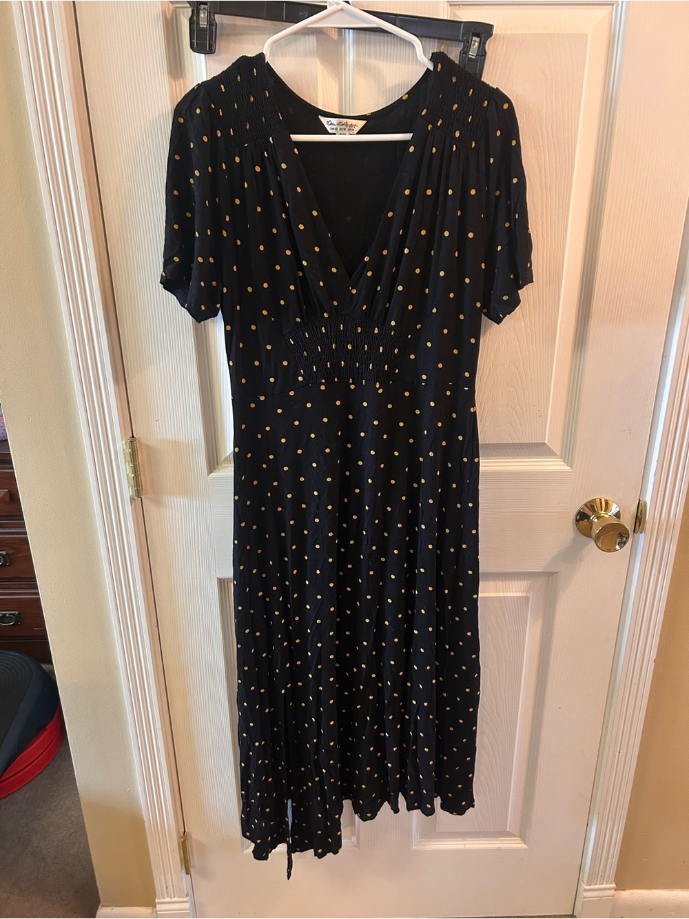 Miss Selfridge Black Maxi Dress with Gold Polka Dots